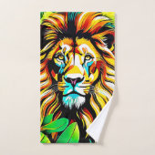 Jungle Lion Pop Art Design Badhandtuch Set (Handtuch)