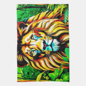 Jungle Lion Pop Art Design Geschirrtuch (Vertikal)