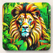 Jungle Lion Pop Art Design Getränkeuntersetzer (Vorderseite)