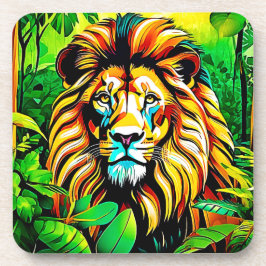 Jungle Lion Pop Art Design Getränkeuntersetzer