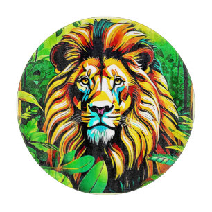 Jungle Lion Pop Art Design Schneidebrett