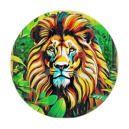 Jungle Lion Pop Art Design Schneidebrett (Vorderseite)