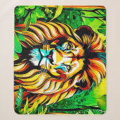 Jungle Lion Pop Art Design Sherpadecke (Vorderseite)