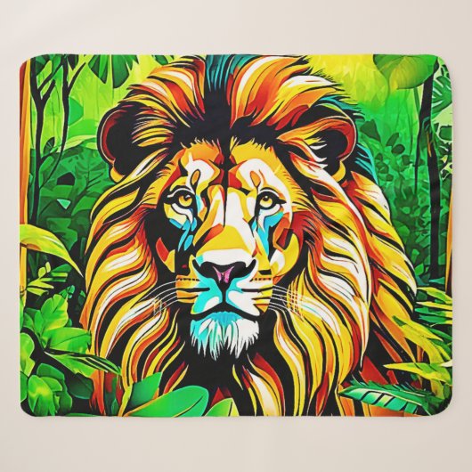 Jungle Lion Pop Art Design Sherpadecke (Vorderseite (Horizontal))
