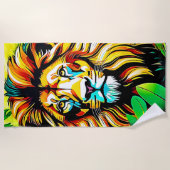 Jungle Lion Pop Art Design Strandtuch (Vorderseite)