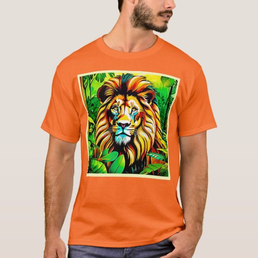 Jungle Lion Pop Art Design T-Shirt (Vorderseite)