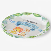 Jungle Lion und Giraffe Geburtstag Pappteller (Schrägansicht)