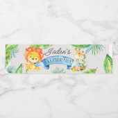Jungle Lion und Giraffe Geburtstag Wasserflaschenetikett (Einzelnes Label)