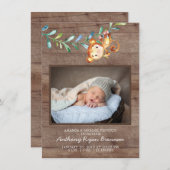 Jungle Little Monkey Foto Geburtsankündigung Ankündigung (Vorne/Hinten)