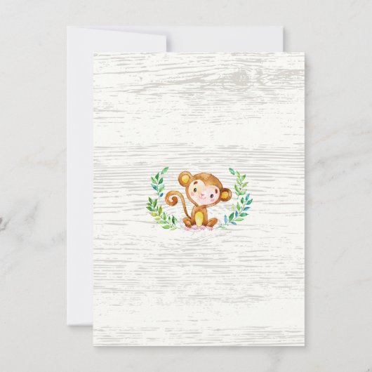 Jungle Little Monkey Foto Geburtsankündigung Ankündigung (Rückseite)