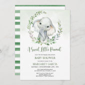 Jungle Little Peanut Greenery Elephant Baby Shower Einladung (Vorne/Hinten)