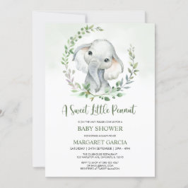 Jungle Little Peanut Greenery Elephant Baby Shower Einladung