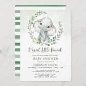Jungle Little Peanut Greenery Elephant Baby Shower Einladung (Vorne/Hinten)