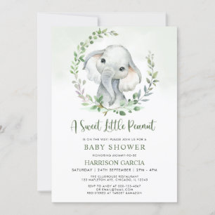 Jungle Little Peanut Greenery Elephant Baby Shower Einladung