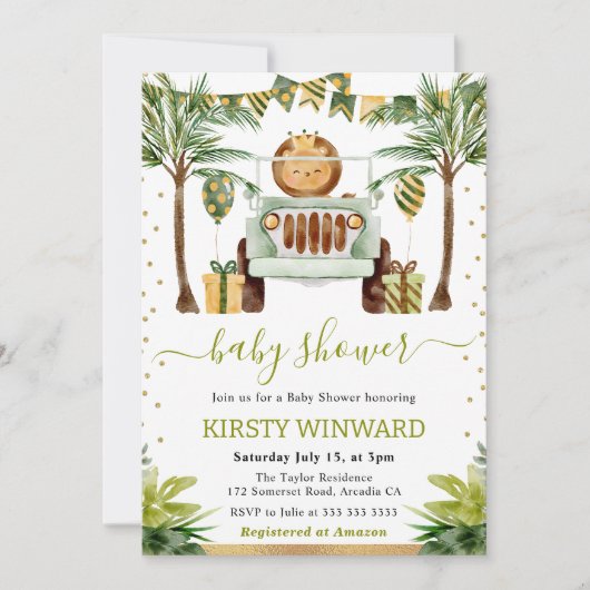 Jungle-Löwendusche Einladung (Vorderseite)