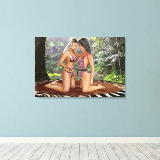 JUNGLE MÄDCHEN SIND AUSGESCHOSSEN LEINWANDDRUCK (Insitu (Holzboden))