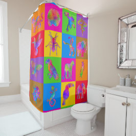 Jungle Madness 9 Inch Blocks Cheater Quilt Duschvorhang