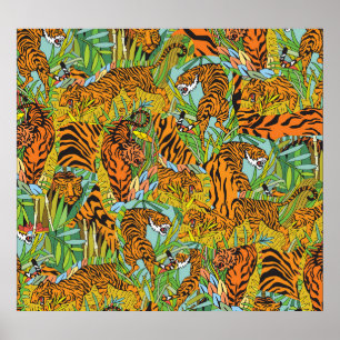 Jungle Majesty: Tiger inmitten von Grün Poster