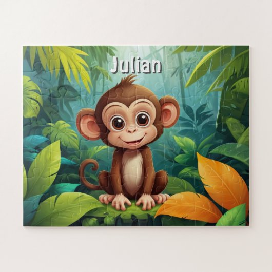 Jungle Monkey Adventure Personalisiert Puzzle (Horizontal)