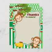 Jungle Monkey Animal Birthday Dusche Dankeskarte (Vorne/Hinten)