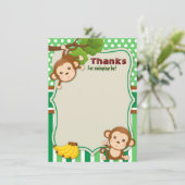 Jungle Monkey Animal Birthday Dusche Dankeskarte (Stehend Vorderseite)