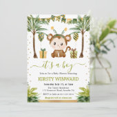 Jungle Monkey Baby Boy Dusche Einladung (Stehend Vorderseite)