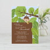 Jungle Monkey Boy Baby Dusche Einladung (Stehend Vorderseite)