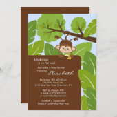 Jungle Monkey Boy Baby Dusche Einladung (Vorne/Hinten)