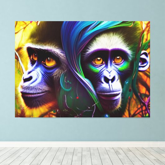 Jungle Monkey Canvas Print Leinwanddruck (Insitu (Holzboden))