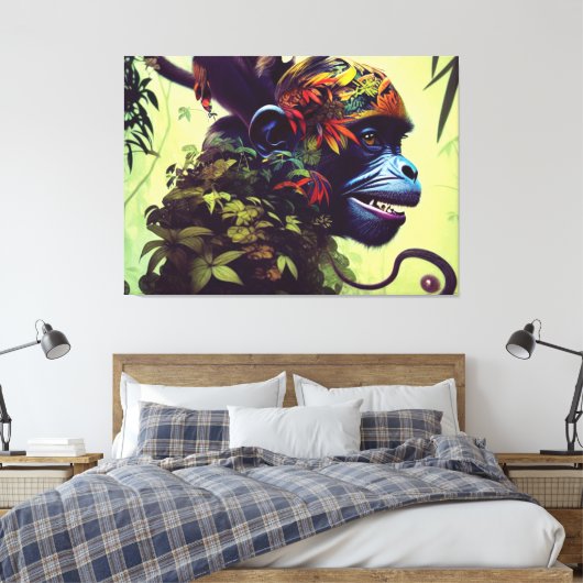 Jungle Monkey Canvas Print Leinwanddruck (Insitu (Schlafzimmer))