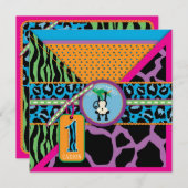 Jungle Monkey Erster Geburtstag Einladung Wild (Vorne/Hinten)