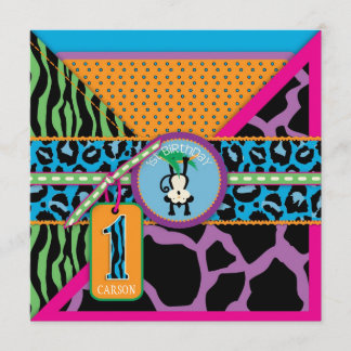 Jungle Monkey Erster Geburtstag Einladung Wild