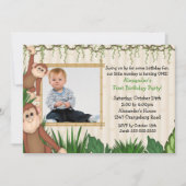 Jungle Monkey Foto Geburtstag Einladung (Vorderseite)