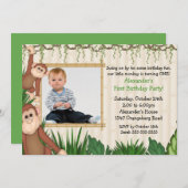 Jungle Monkey Foto Geburtstag Einladung (Vorne/Hinten)
