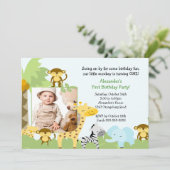 Jungle Monkey Foto Geburtstag Einladung (Stehend Vorderseite)