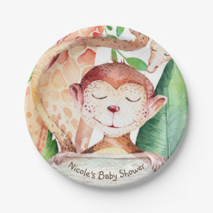 Jungle Monkey & Giraffe Baby Dusche Party nach Maß Pappteller