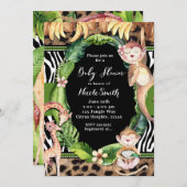 Jungle Monkey & Giraffe Kinderdusche Einladungen (Vorne/Hinten)