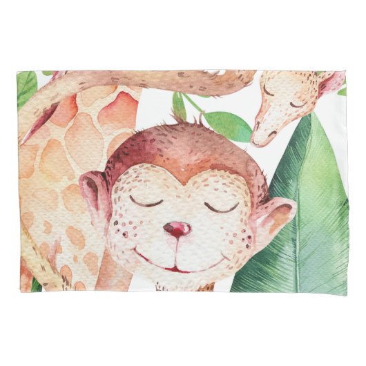 Jungle Monkey & Giraffe Kinderzimmer Schlafzimmer  Kissenbezug (Vorderseite)