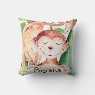 Jungle Monkey & Giraffe Safari Schlafzimmer Kinder Kissen