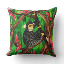 Jungle Monkey Outdoor Pillow