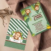 Jungle Monkey Safari Animal Couple Baby Dusche Einladung