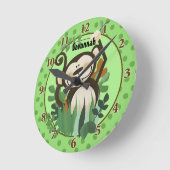 Jungle Monkey Wall Clock (grün) Fügen Sie einen Na Runde Wanduhr (Winkel)