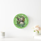 Jungle Monkey Wall Clock (grün) Fügen Sie einen Na Runde Wanduhr (Zuhause)