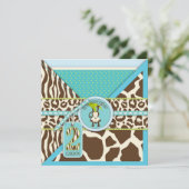 Jungle Monkey Zweiter Geburtstag Einladung Blau (Stehend Vorderseite)