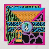 Jungle Monkey Zwölftel Geburtstag Einladung Wild (Vorne/Hinten)