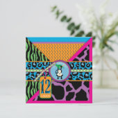 Jungle Monkey Zwölftel Geburtstag Einladung Wild (Stehend Vorderseite)