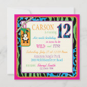 Jungle Monkey Zwölftel Geburtstag Einladung Wild (Rückseite)