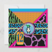 Jungle Monkey Zwölftel Geburtstag Einladung Wild (Vorderseite)