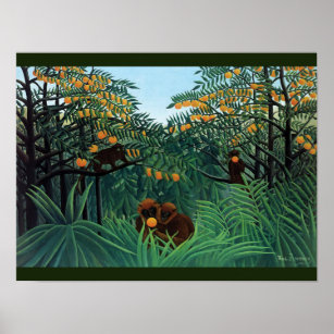 Jungle Monkeys Folk Art von Rousseau Poster