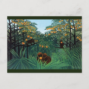 Jungle Monkeys Folk Art von Rousseau Postkarte